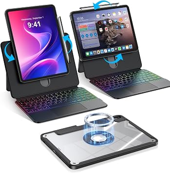 BLOSOMEET Magnetic iPad Air 11"2026 M4/2025 M3/2024 M2 w/Keyboard, Black