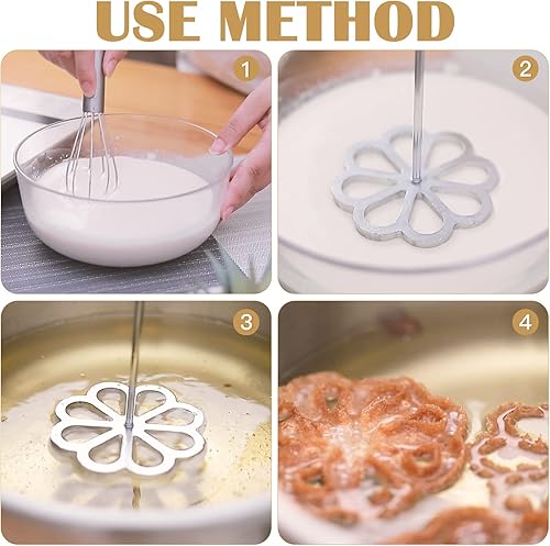 Miniatura 5 de IMIKEYA Molde para bunuelos con mango roseta Timbale Maker Flower Achappam Mold Waffle Mold Rosette Cookie Cutter herramienta para hornear