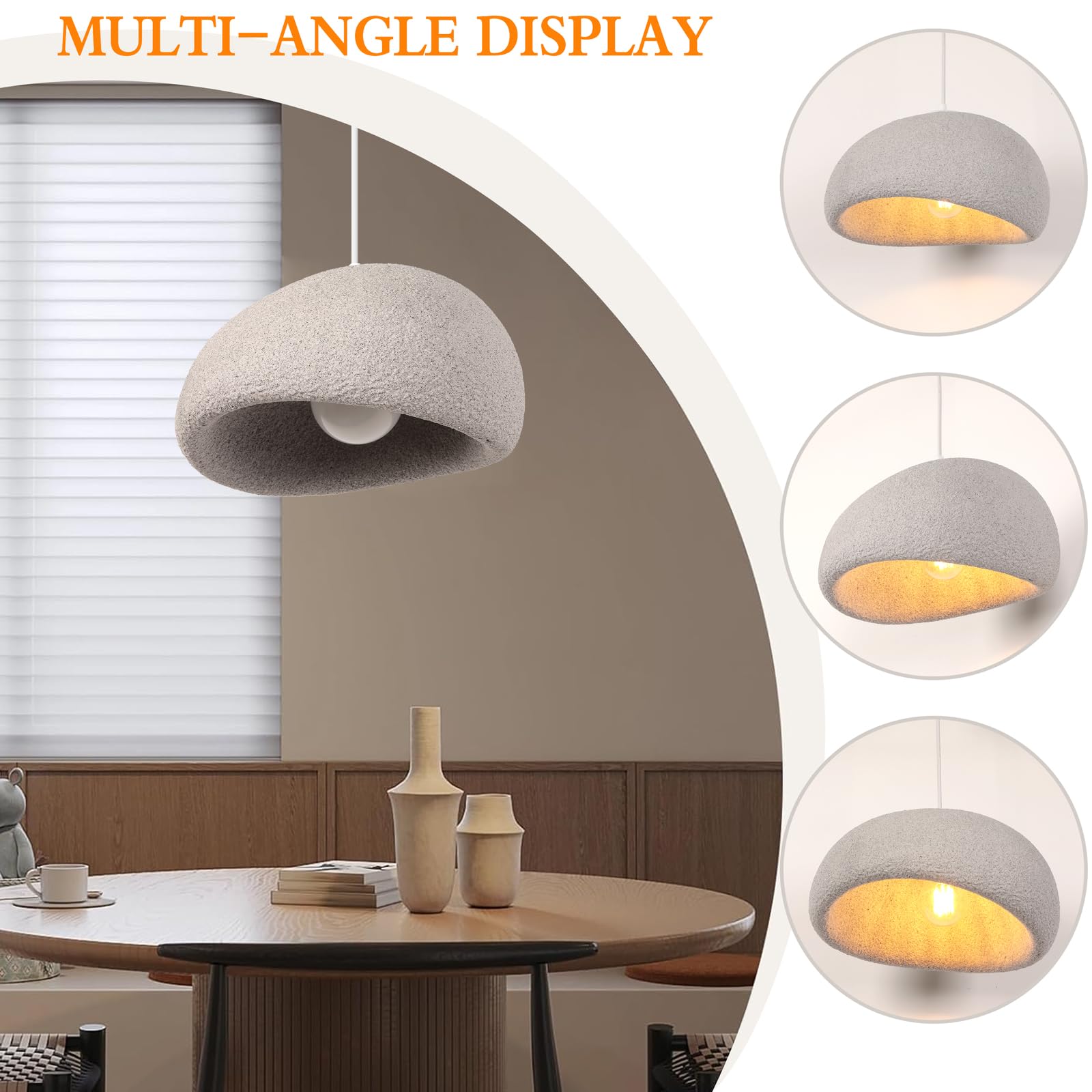 Pendelleuchte Moderne Hängelampe Kreative Lampenschirm Kronleuchter Ø40cm Hängeleuchte E27 Verstellbar Deckenleuchte für Schlafzimmer Esszimmer Wohnzimmer, Grau