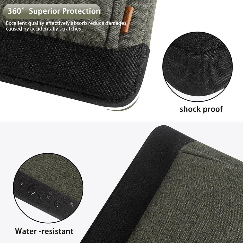 DOMISO Laptop Sleeve Case Large Capacity Shoulder Bag Compatible with 17-17.3 inch Dell XPS/HP Gaming Pavilion 17 / Chromebook 317, Dark Green - Image 4