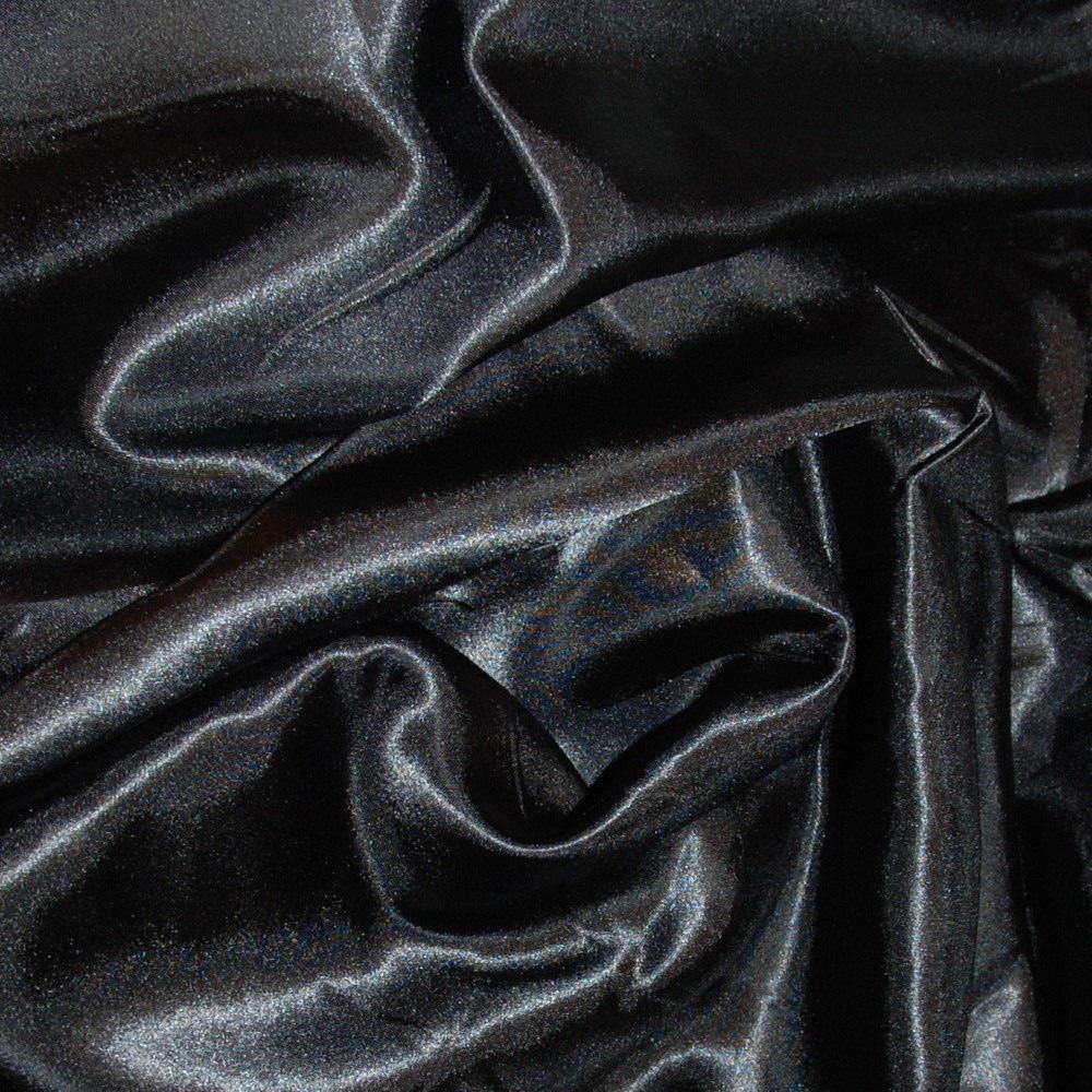 Silky Satin Fabric Material Poly Craft Dress Costume Bridal Prom 150cm Wide - Per metre (Black)