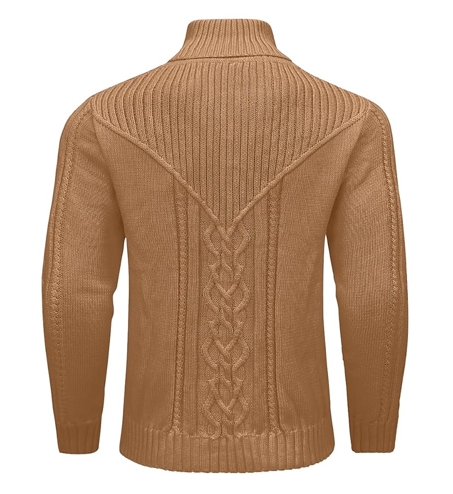 CTHY Super140’sJackalWOOL SOUTAIN COLLAR SAVKOOV Men's Shawl Collar Pullover Sweater Casual Button