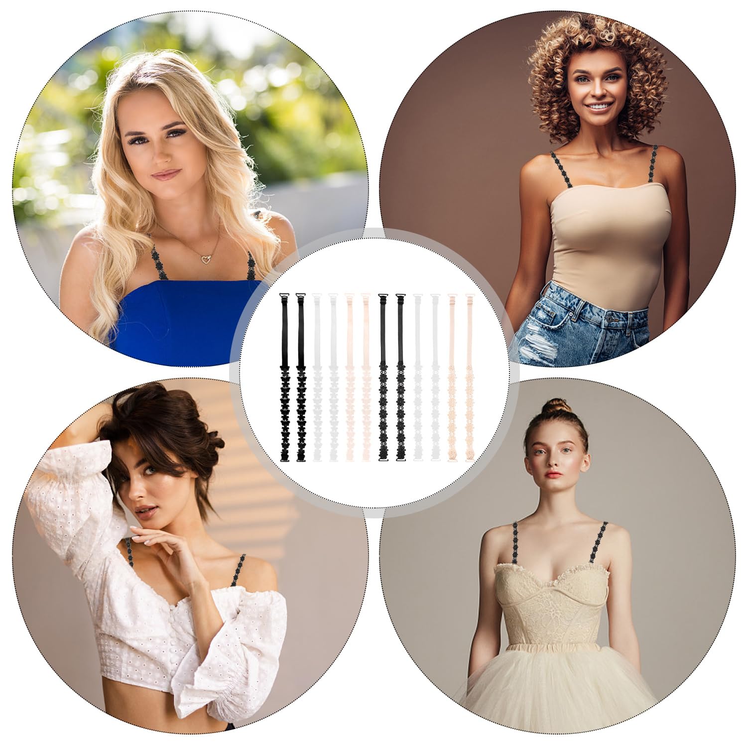 6 Paires De Bretelles en Dentelle, Bretelles De sous-Vêtements, Bretelles Élastiques Antidérapantes, Bretelles À Fleurs Exquises, Bretelles De Remplacement, Accessoires De Soutien-Gorge