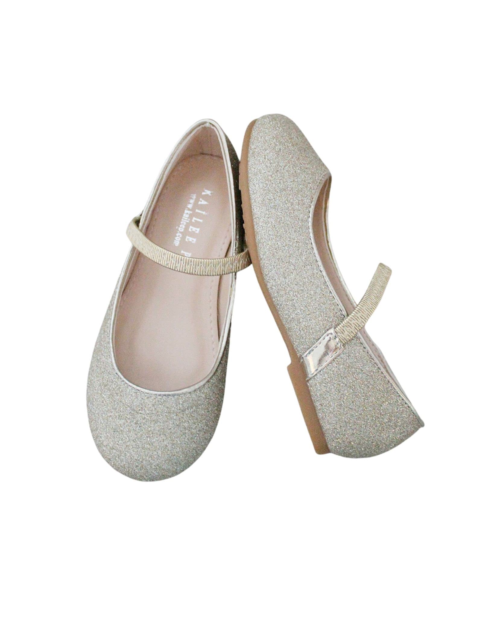 KAILEE P Soft Glitter Mary Jane Ballet Flats, Flower Girls Shoes, Toddler Girls, Party Shoes, Birthday Flats (Gold, us_Footwear_Size_System, Infant, Numeric, Medium, Numeric_5)