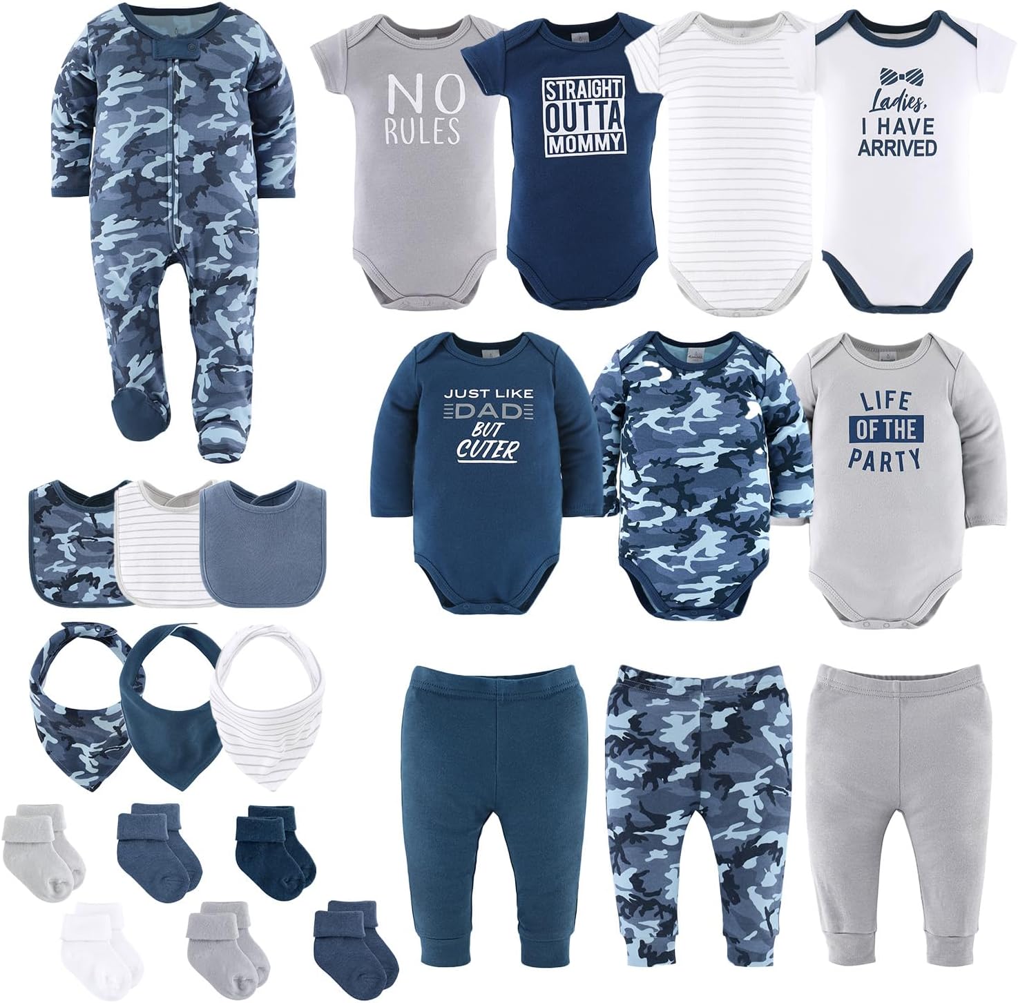 The Peanutshell Baby Layette Gift Set for Boys, Newborn Boy Gift Sets, Baby Clothes & Newborn Essentials Must-Have, Blue Camo The Peanutshell Baby Layette Gift Set for Boys, Newborn Boy Gift Sets, Baby Clothes & Newborn Essentials Must-Have, Blue Camo