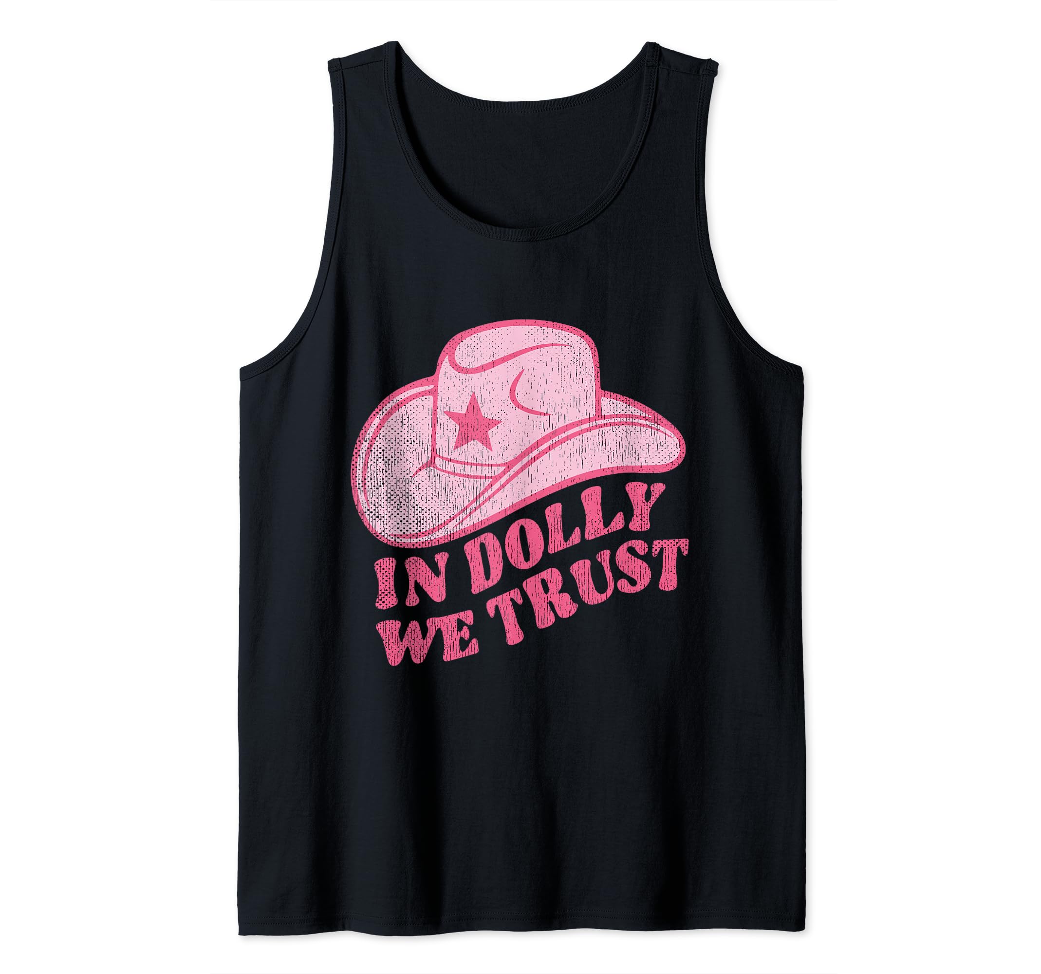 In Dolly We Trust Pink Hat Retro Outfit Dolly Tank Top