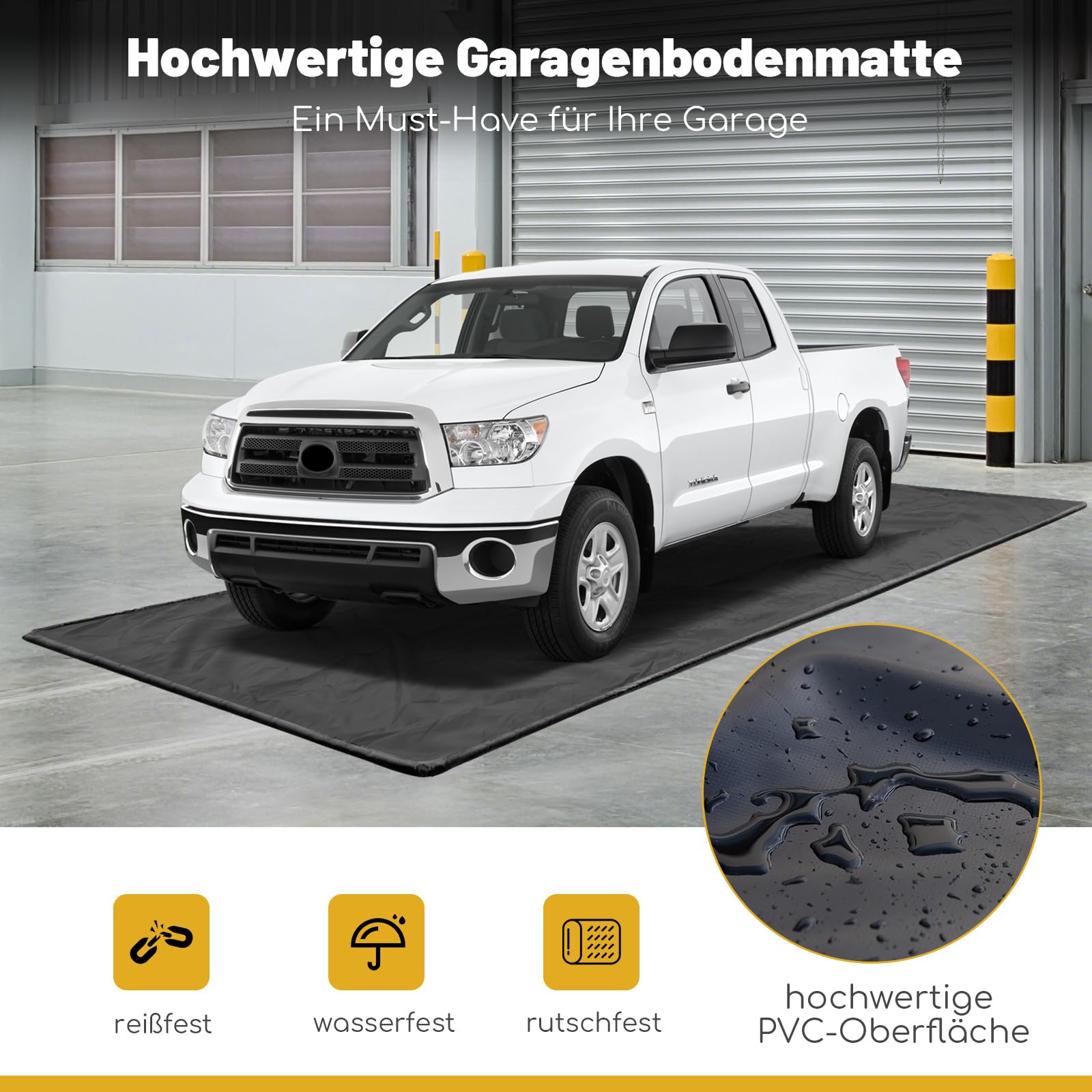 COSTWAY Garage Bodenmatte, 670 x 275 cm Auto Ölauffangmatte, Ölmatte rutschfest & wasserdicht & wiederverwendbar, Garagenmatte Antirutschmatte mit doppelseitigem Klebeband für Werkstatt, Garage
