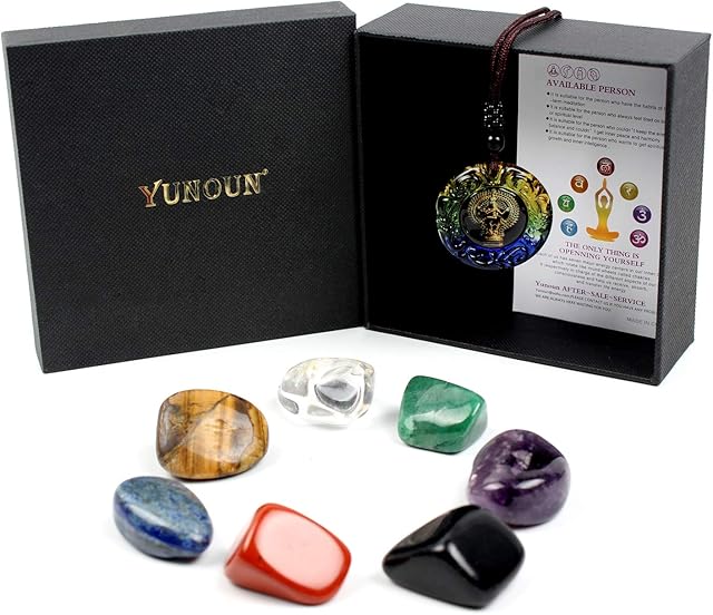 Yunoun Chakra Stones Healing CrystalsCrystal Therapy, Meditation, Reiki - 7 Chakra Set
