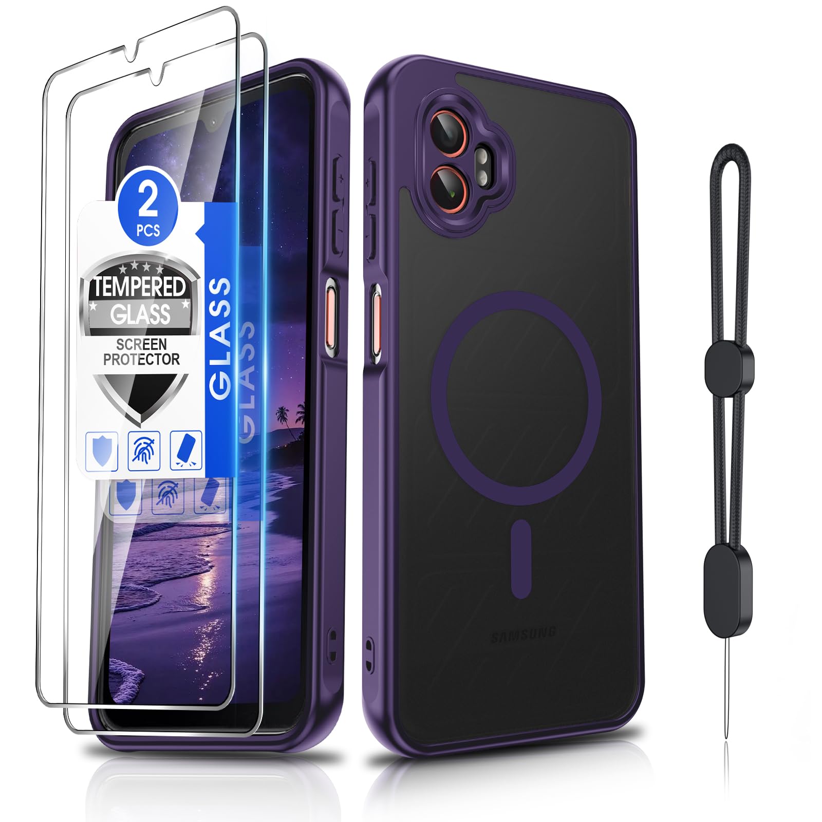 Dizn Matte Case for Samsung Galaxy XCover 7 Pro: Fit for MagSafe,Purple
