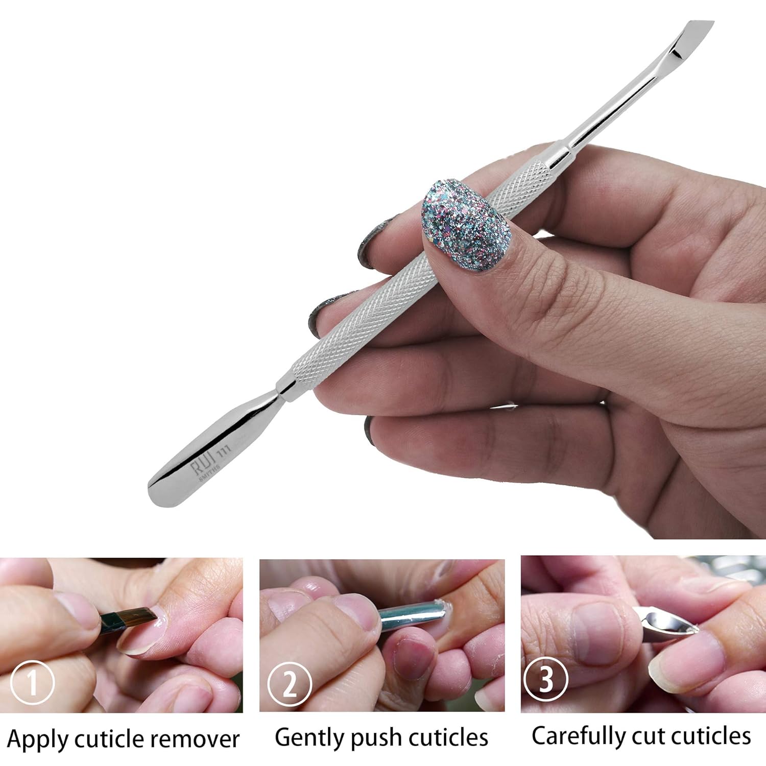 Professional Double Ended Stainless Steel Metal Pusher (Cuticle Pusher) - Style No. 111