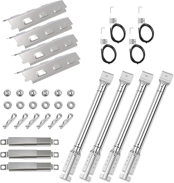 GFTIME Repair Kit Replacement For Charbroil 463420507, 463420509, 463460708, 463460710 Barbecue Gas Grill Models, Stainless Steel Burners, Carryover Crossover Tube, Heat Plate Flame Tamers