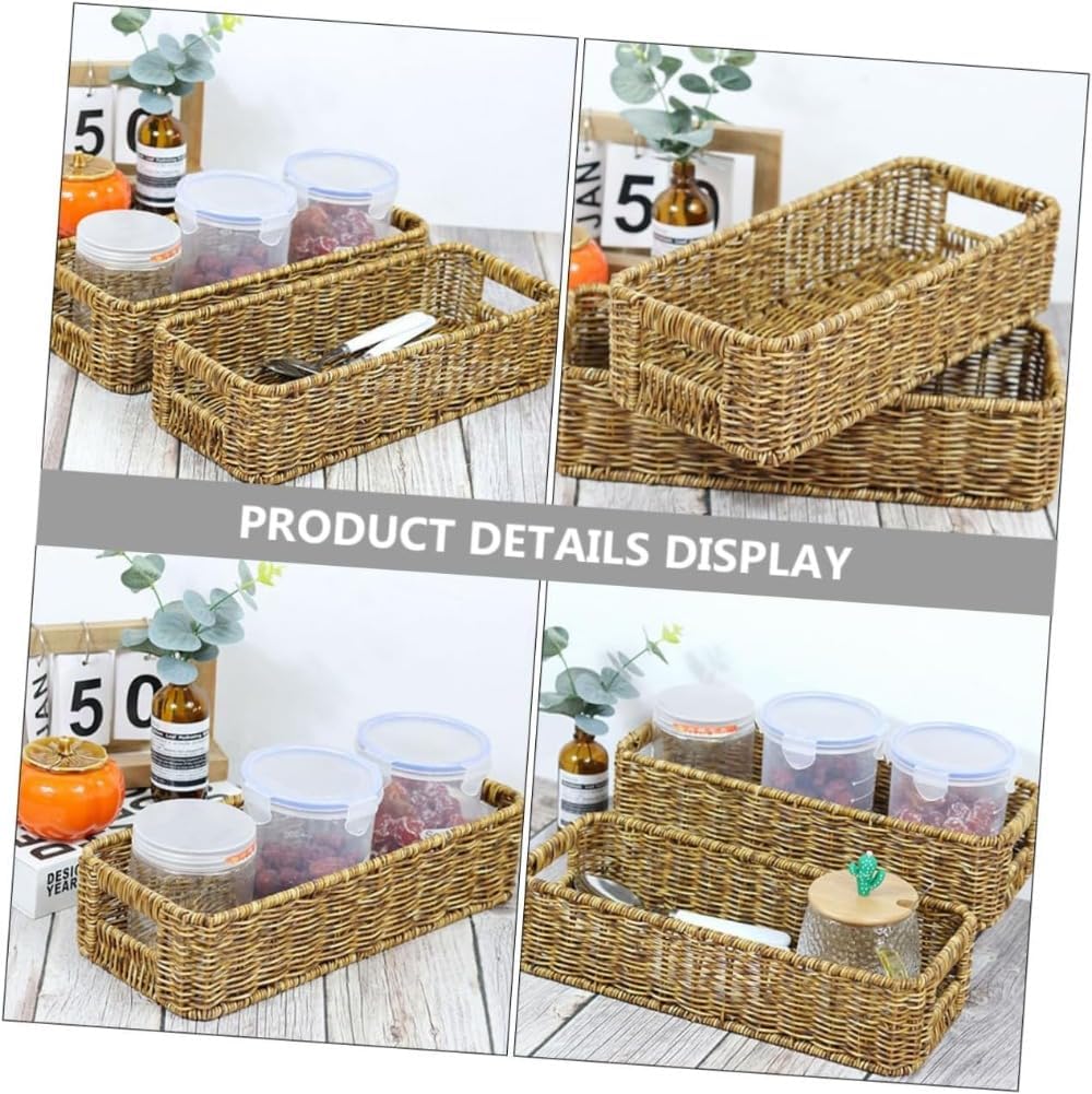 uuClub調味料ジャー収納ボックス 編まれた収納バスケット デスクト (3個) [並行輸入品]