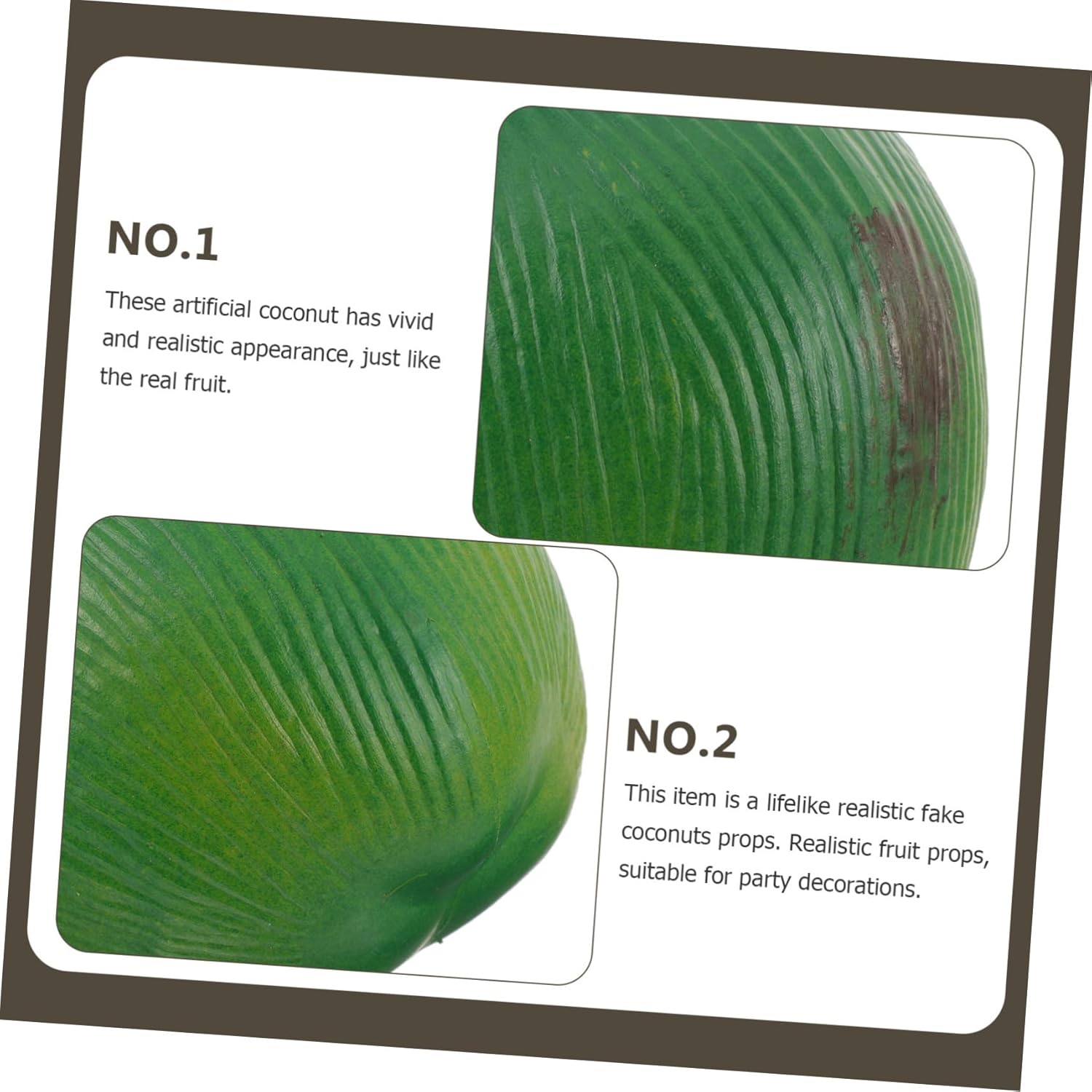 Cabilock 8pcs Artificial Coconuts for Photography Props Lifelike Coconut Decorations for Farmhouse Parties and Creative Displays