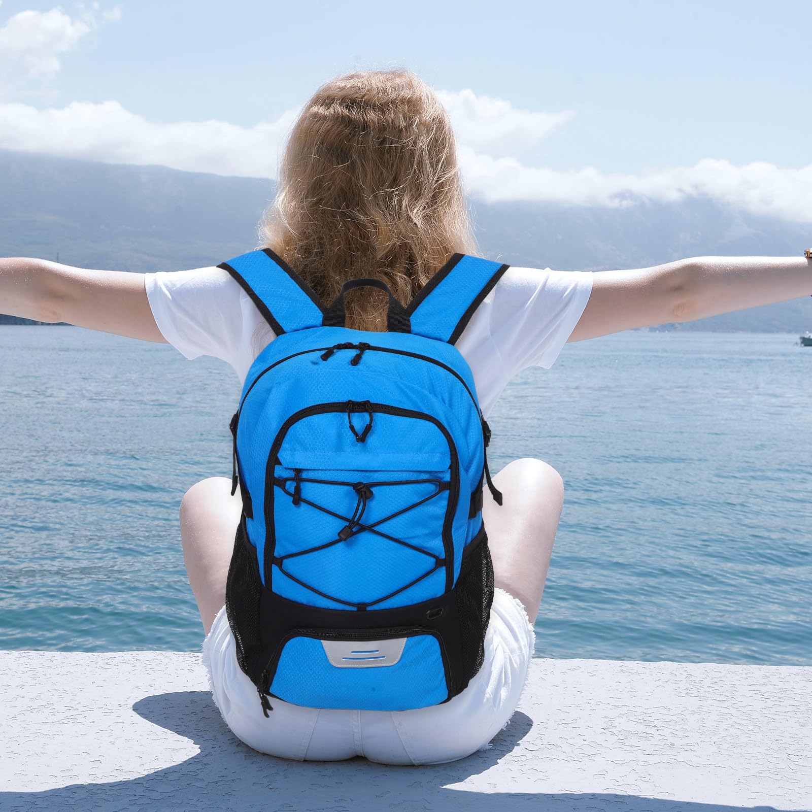 Tofficu Mochila Deportiva Azul de Tela Oxford Compartimento para Zapatos y Sistema Cómodo para Llevar, Compatible Baloncesto y Fútbol para Adolescentes y Adultos