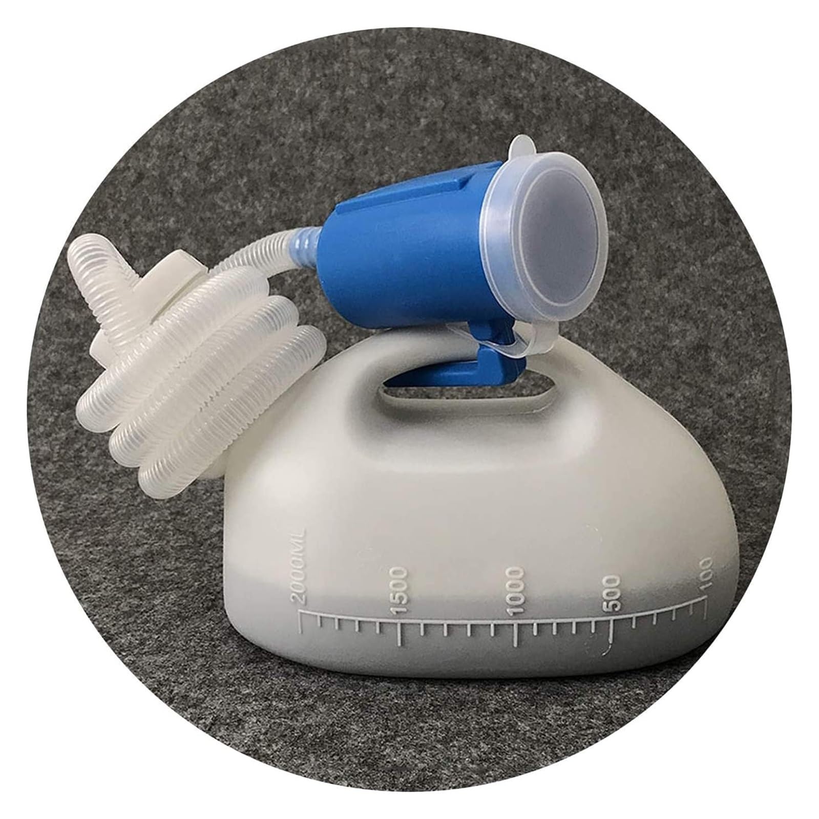 HYQOUKLR Male Portable Travel Pee Bottles, Male 2000ml Bed Urine Bottle With 1.6m Tube Blue