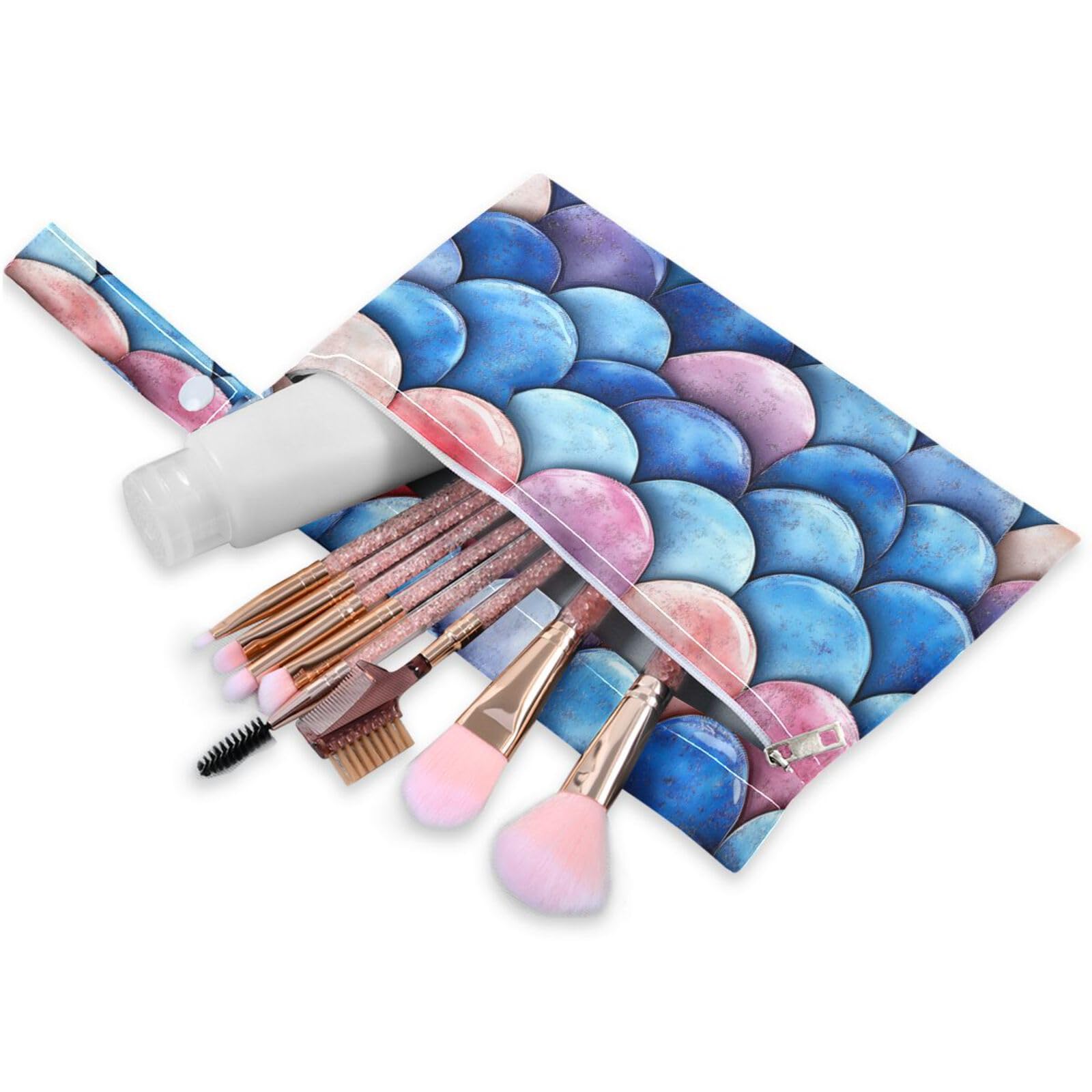 ATTX Mermaid Scales Pattern Wet Dry Bags 2-Pack - Reusable Cloth Diaper Storage for Travel, Beach & Gym | Multi-Use Waterproof Bags for Swimsuits, Baby Clothes, Sports Gear#67