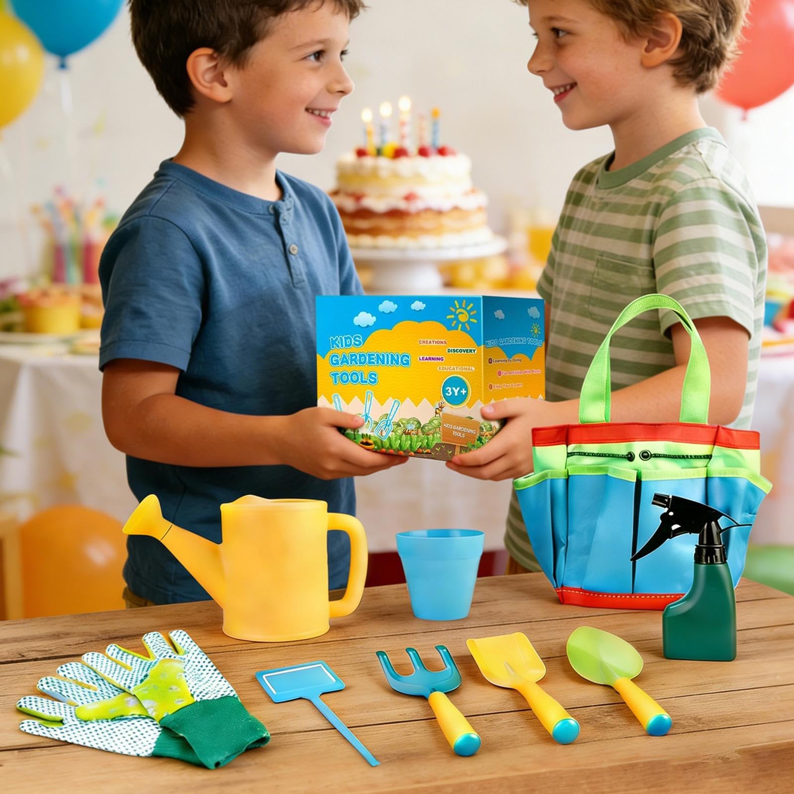 Set da giardinaggio per bambini e rastrello | Kit da giardinaggio per bambini, 11 pezzi, per giardino, cortile, spiaggia