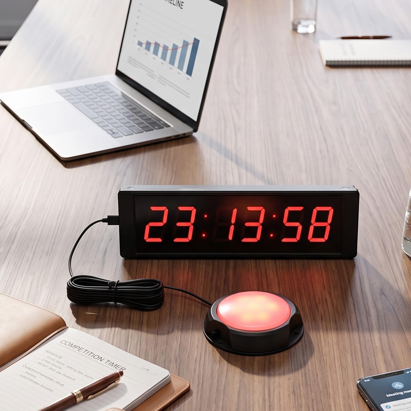 Fafeicy Cronómetro Grande, Pantalla LED Roja de 1,5 Pulgadas