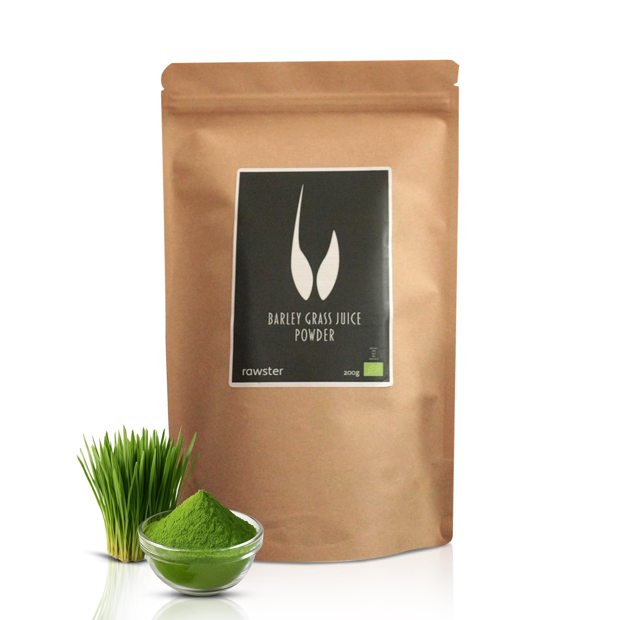 Succo di erba d'orzo biologico in polvere, certificato di alta qualità, 100% solubile in polvere, succo d'erba d'orzo in polvere, rawster (400 g)