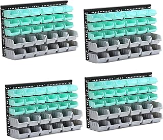 2 Colors Wall Mounted Storage Bins, Parts Rack, 30-Bin Organizer Garage Plastic Shop Tool Storage Rack, Best Unique Tool Gift for Men,4Pack 2023 NEW