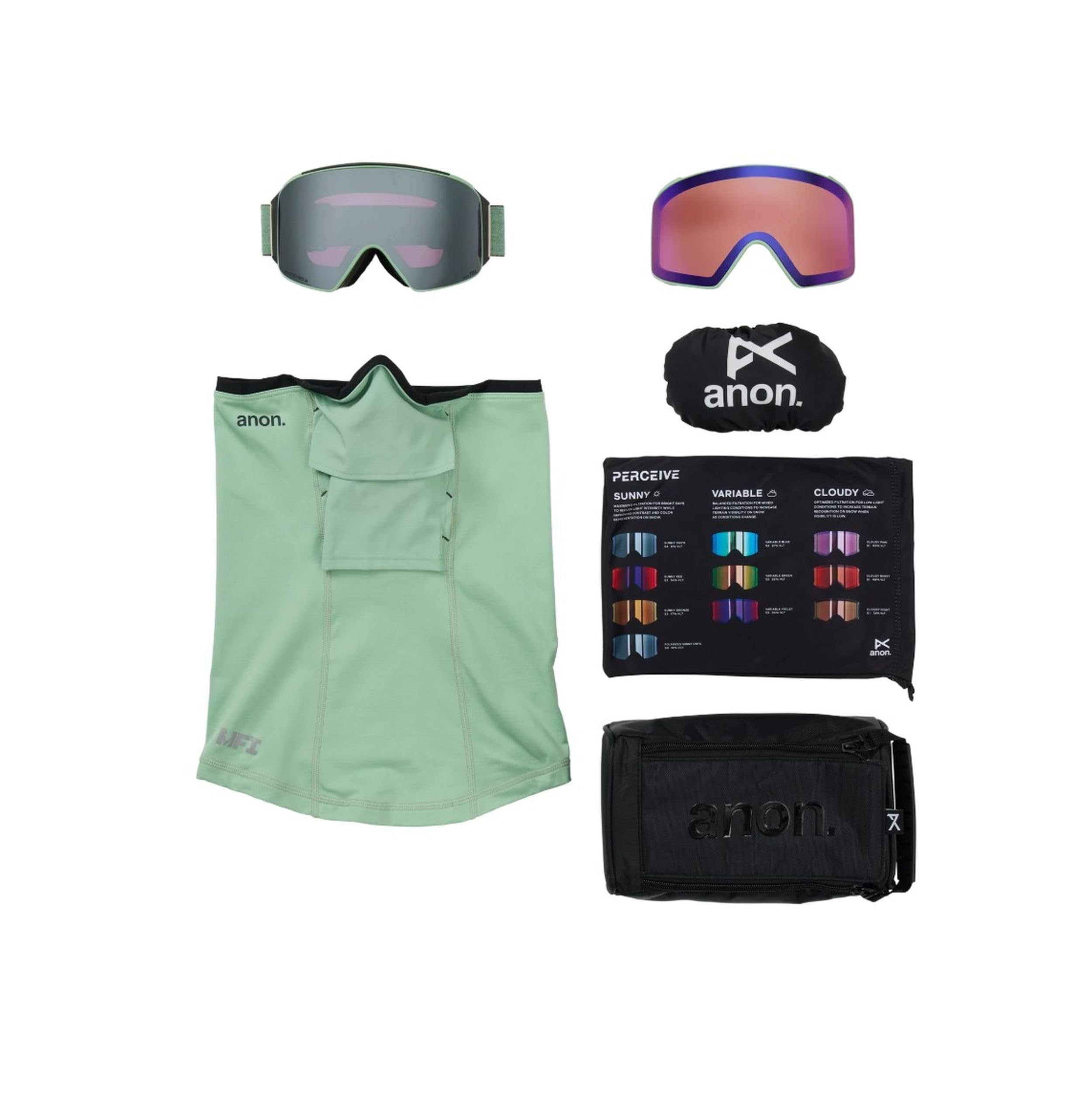 Anon Herren Snowboardbrille M4 (ZYLINDRISCH) + ZUSATZBRILLENGLAS + MFI® Gesichtsmaske