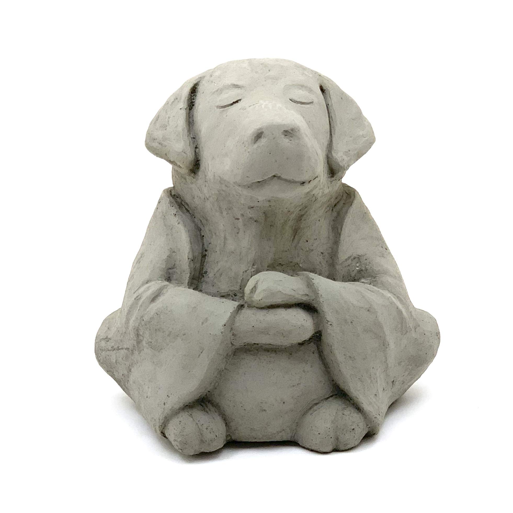 Meditating Buddha Dog: Solid Durable Stone. Perfect for Home, Garden or Gift. Sealed for Outdoor Use. Handcrafted in USA (Antique Gray)