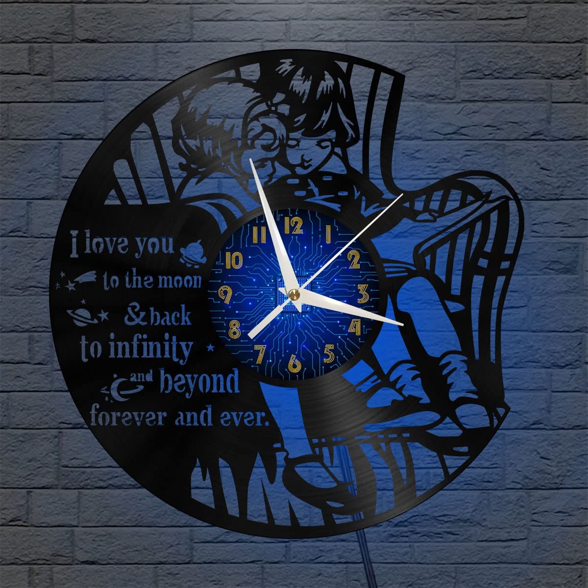 Horloge murale vinyle design Two Sisterhood LED lumineuse art noir