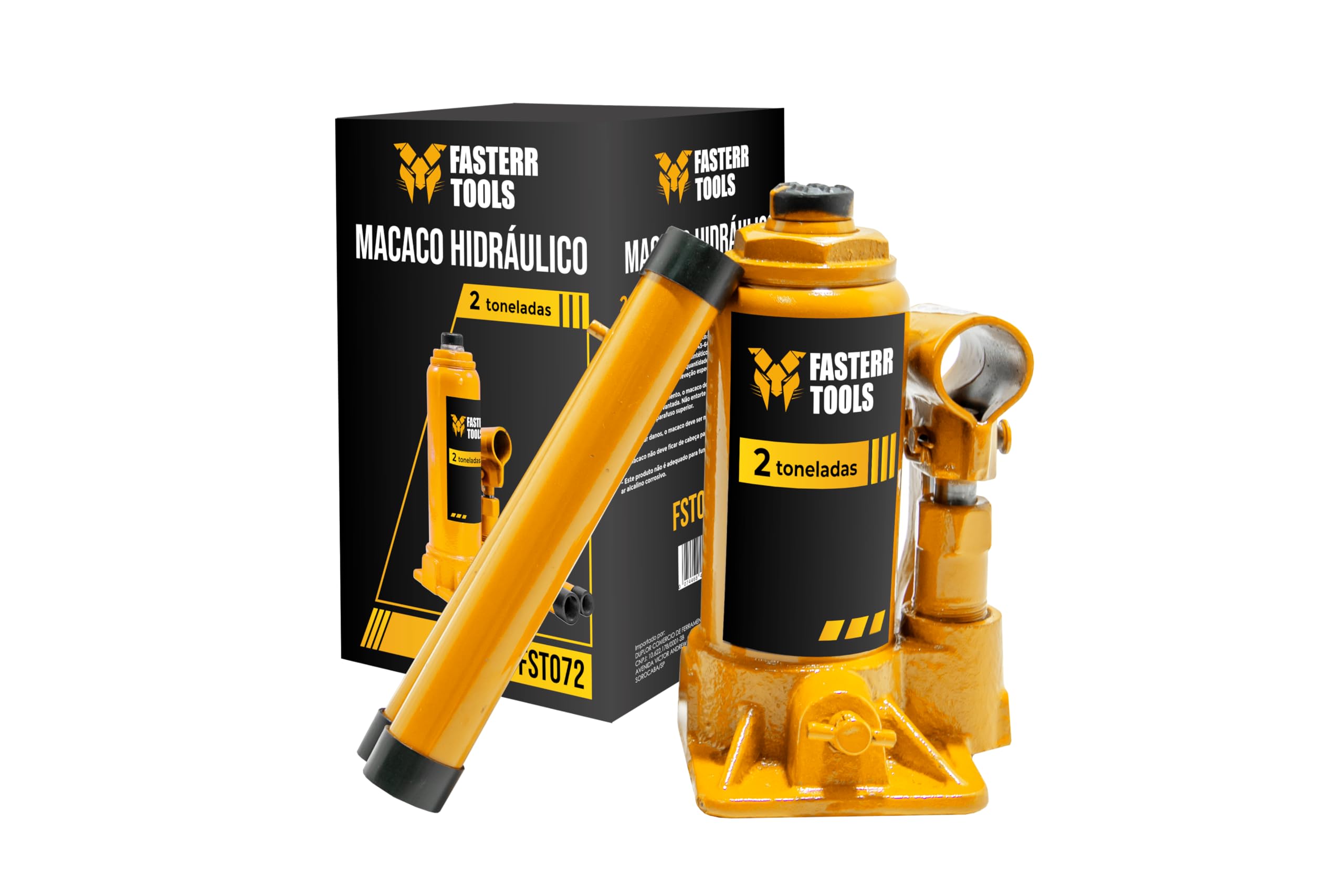 Macaco Hidráulico Garrafa 2 Toneladas Fasterr Tools FST072 para Carros - Elevação 14,8cm