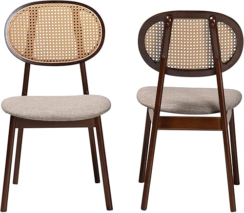 Miniatura 4 de Baxton Studio Darrion - Juego de 2 sillas de comedor, gris/marrón nogal/marrón claro Gris/marrón nogal/marrón claro,Gris/roble natural/marrón claro