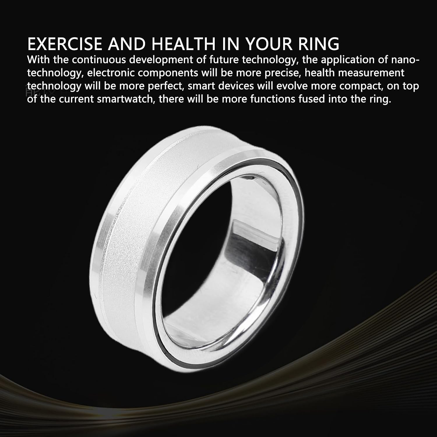 CCYLEZ Smart Health Finger Ring, Smart Ring Temperature Sleep Monitoring Step Counting Stainless Steel Multifunctional Ring for Fitness Sports, Portable (No. 18)