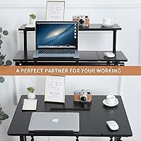 Vista 5 de AIZ Carrito de escritorio ajustable para computadora con ruedas, estación de trabajo de oficina en casa, mesa alta portátil para computadora Negro