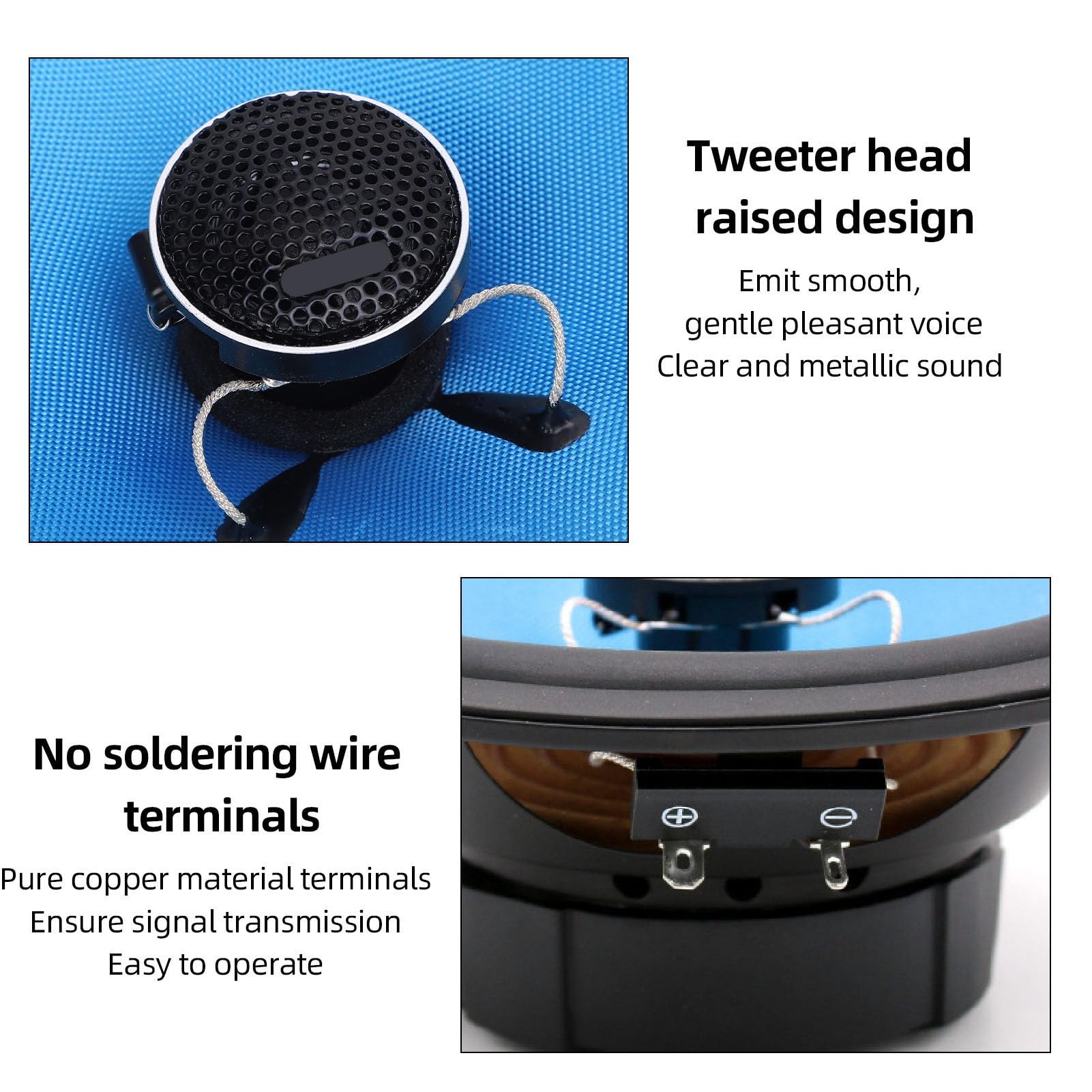 Altoparlante coassiale per auto da 6,5 pollici, 2 vie, 30 W, 4 ohm, HiFi Full Range Car Stereo Altoparlante con sensibilità 91 DB per una facile installazione nella maggior parte dei veicoli