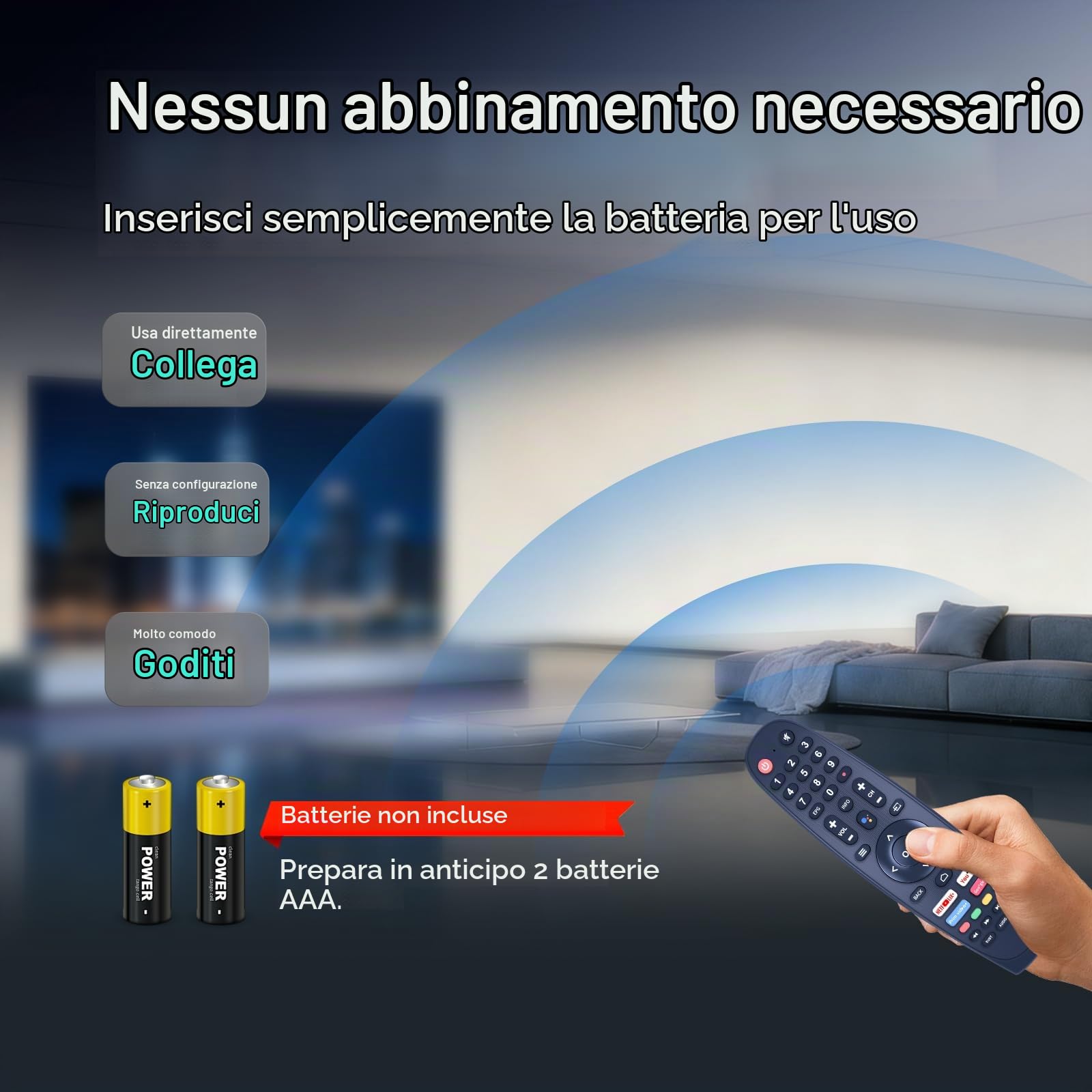 Telecomando di ricambio per Smart Tech TV 24HA20T3, 32HA10T3, 32HA10V3, 50UA10V3, 50UA20T3, 55QA20V3, 43QA20V3, 43UA10V3, 43UA20T3 - Non richiede programmazione