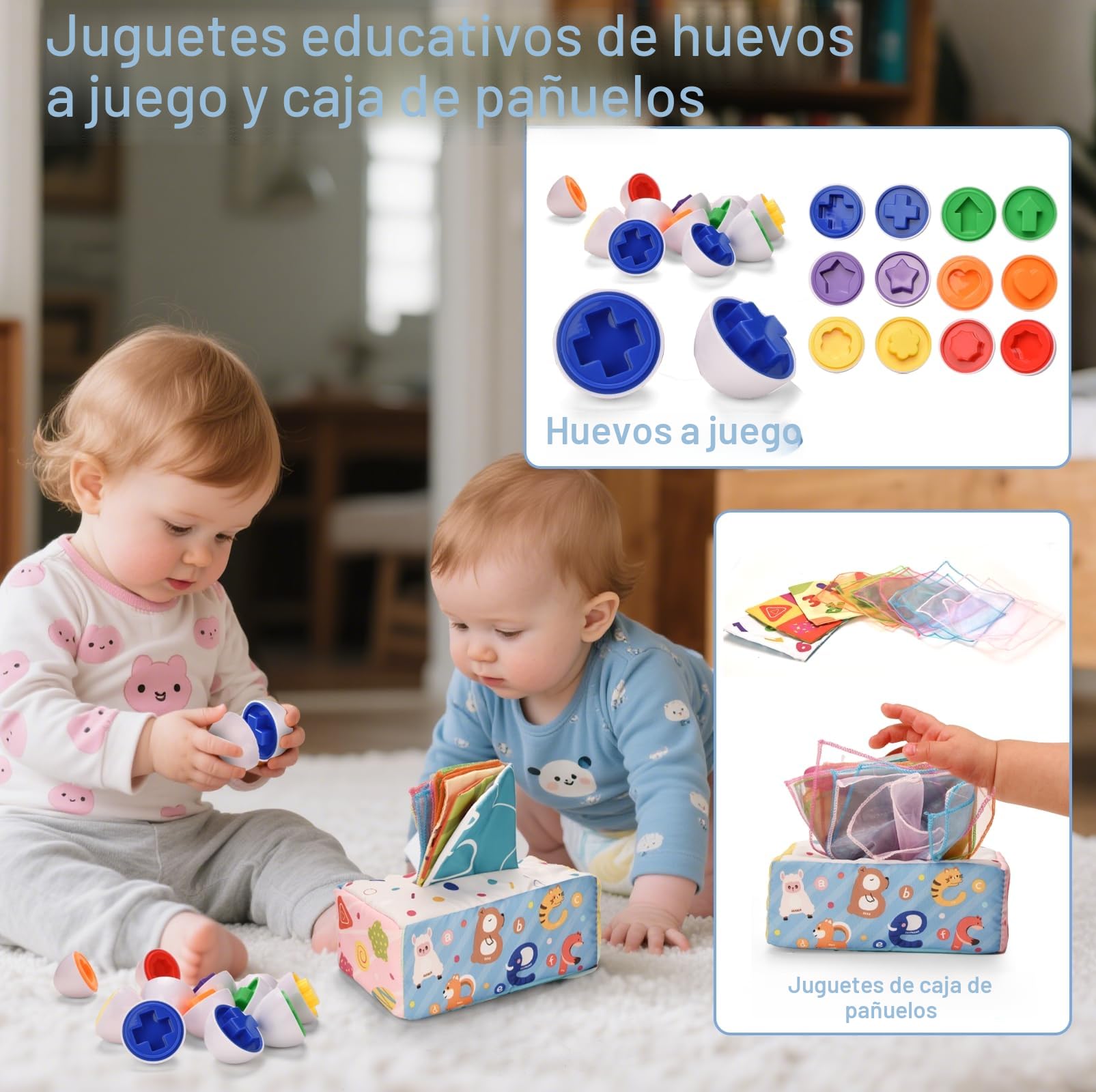 Juguetes Montessori Bebes 6 -12 Meses,6 en 1 Montessori Sensoriales Bebe 1 2 3 Año,uguetes para desarrollar Habilidades motorasz,Bebésn Educativos Bloques de Apilar y Encajar Regalos para Bebés