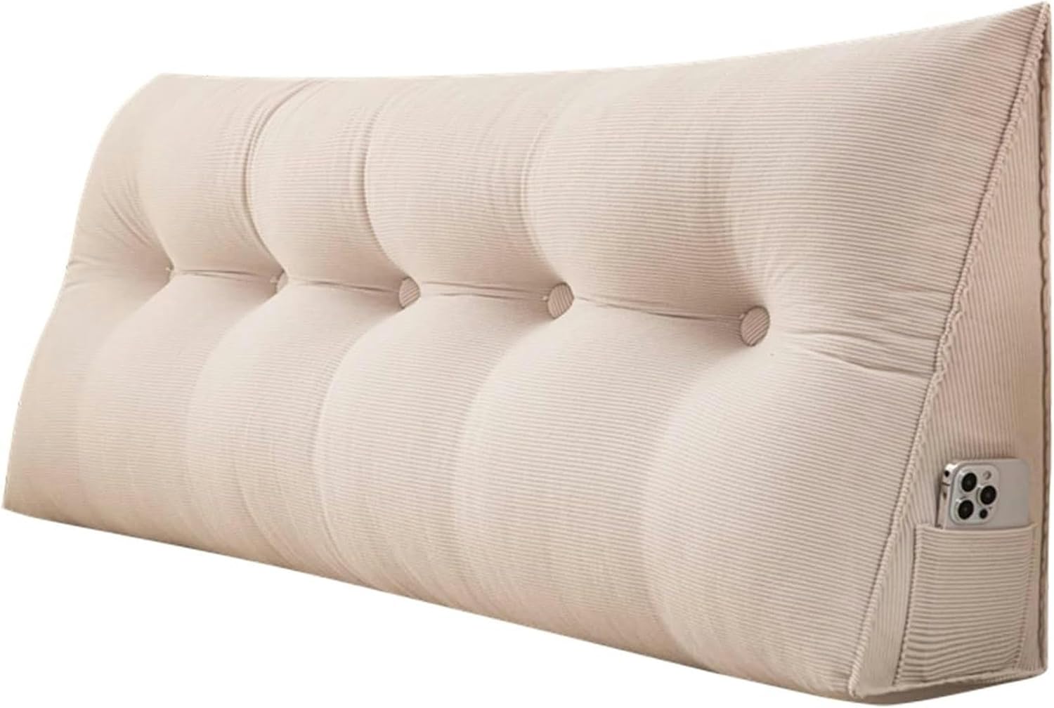 FLTRGO Large Triangular Headboard Cushion Wedge Reading Bed Rest Pillow Triangle Headboard Backrest Fleece Positioning Support Bolster for Dorm Room Daybed, Beige