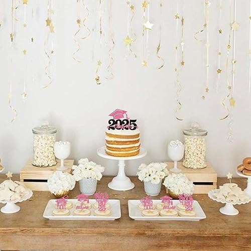 Miniatura 395 de Paquete de 24 adornos dorados para cupcakes de graduación 2025 con purpurina So Proud of You Done Diploma Graduation Cap Cupcake Picks Class of 2025