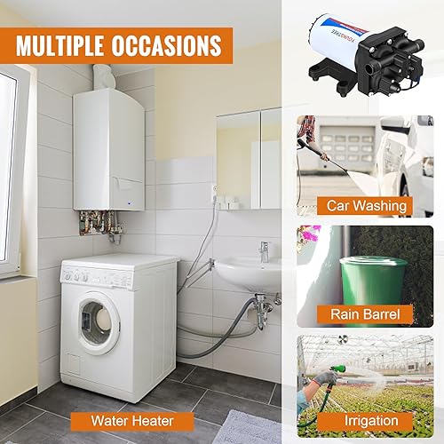 Miniatura 7 de YOUNGTREE Bomba eléctrica de transferencia de agua de 110 V CA 5.5 GPM, 70 PSI, bomba de diafragma de presión de agua de 110 voltios, bomba de