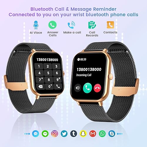 Miniatura 9 de Reloj inteligente para hombres y mujeres Fitness reloj inteligente de llamadas Bluetooth de 1.83 pulgadas con monitor de presión arterial de oxígeno