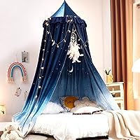 Kertnic Kids Bed Canopy Tent - Princess Castle Play Nook, Soft Breathable Mosquito Net for Girls Room, Night Sky Ruffle Design