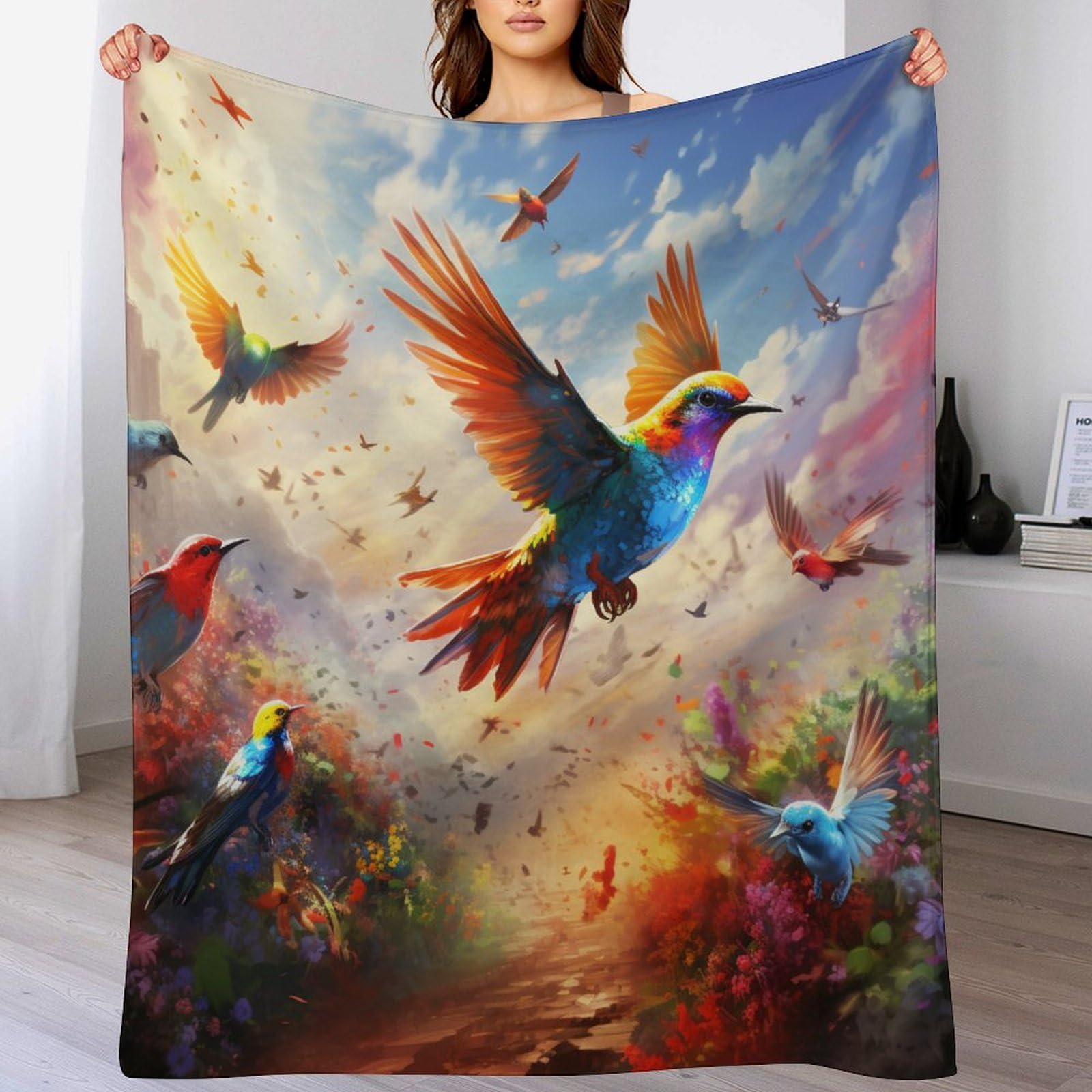 Couverture 3D Oiseau Mignon pour vos soirées cocooning - Plaid flanelle chaud 150x200cm