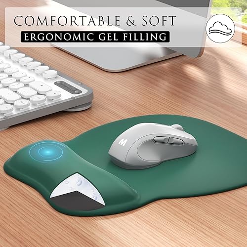 Miniatura 94 de MROCO Alfombrilla ergonómica para mouse con reposamuñecas de gel, cómoda alfombrilla de mouse con superficie de soporte de muñeca suave y base