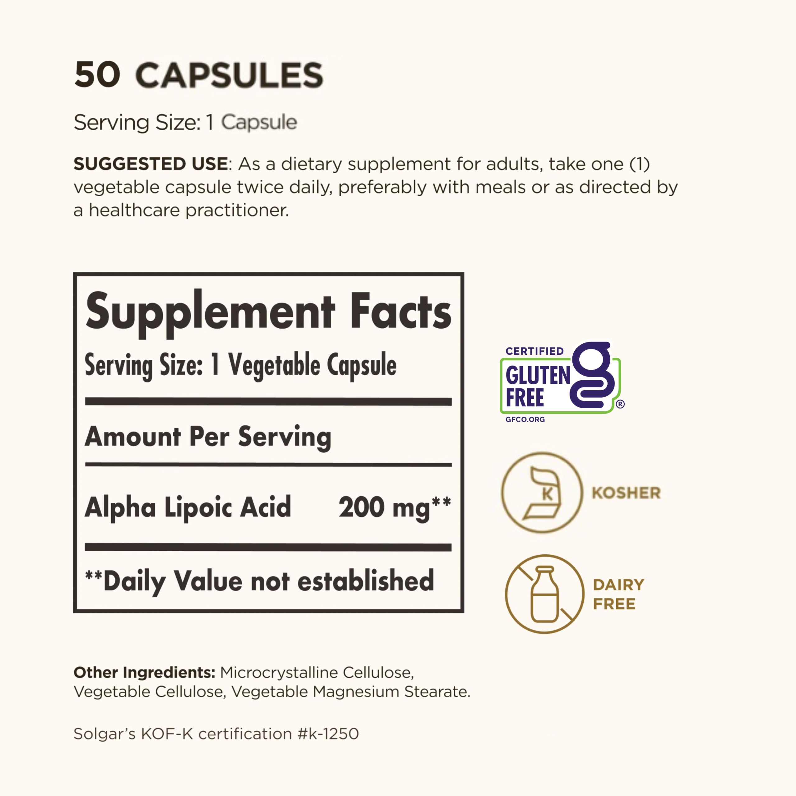 Solgar Alpha Lipoic Acid 200 mg, 50 Servings- Antioxidant Support — Amazon image 3