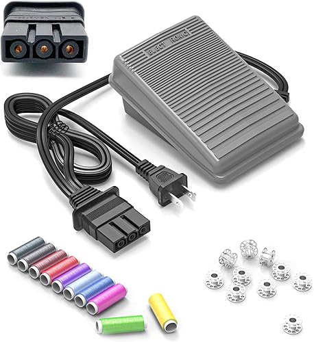 Pedal de máquina de coser y cable de alimentación para hermano, compatible con Brother #j00360051 JX2517 LX3817 1034D XL2600i LS2125 XM2701 LX3125