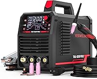 YESWELDER TIG-205P 205A Pulse TIG Welder, 3-in-1 STICK/DC TIG/Pulse, Dual 110/220V, Large LED Display - Pro Welding Machine