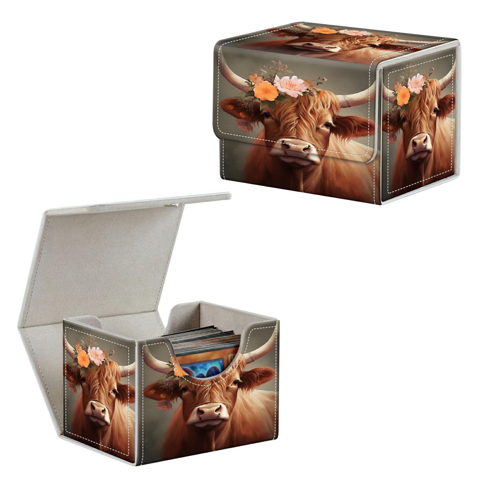 Amazon.com: HEAKIERG Flower Cow Card Deck Box Organizer, 100+
