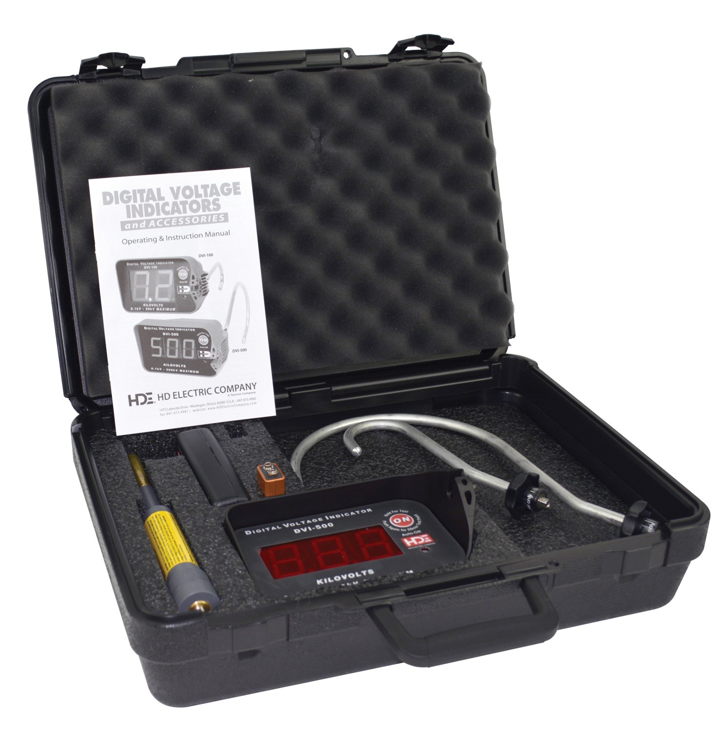HD Electric DVI-500/K02 Digital Voltage Indicator with Underground Probe and Overhead Hook Probe
