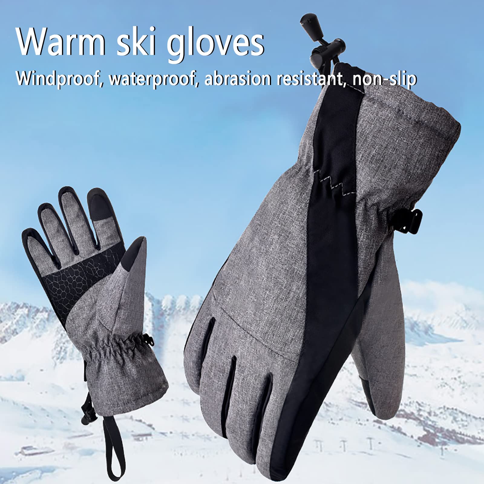 Generic Wasserdicht Winterhandschuhe Skihandschuhe Herren Damen Thermohandschuhe,Touchscreen Warme Fahrradhandschuhe für Laufen Skifahren Wandern Radfahren,Motorrad Handschuhe