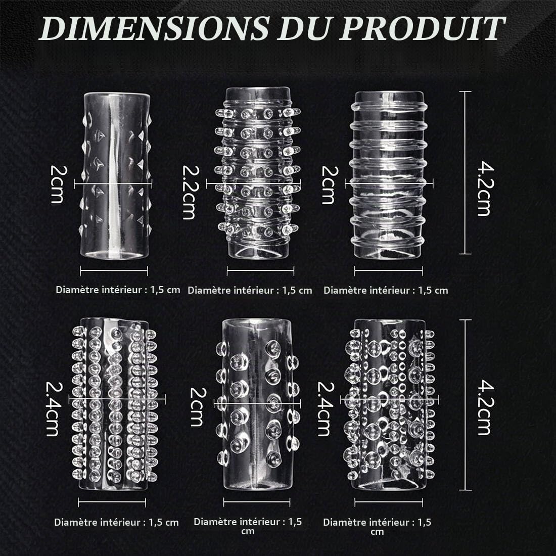 Manchon Penis Lot De 6 Pièces Transparent Élastique Réutilisable, Agrandissement Pénien Prolongateur Jouet Sexuel Homme Amélioration Performance