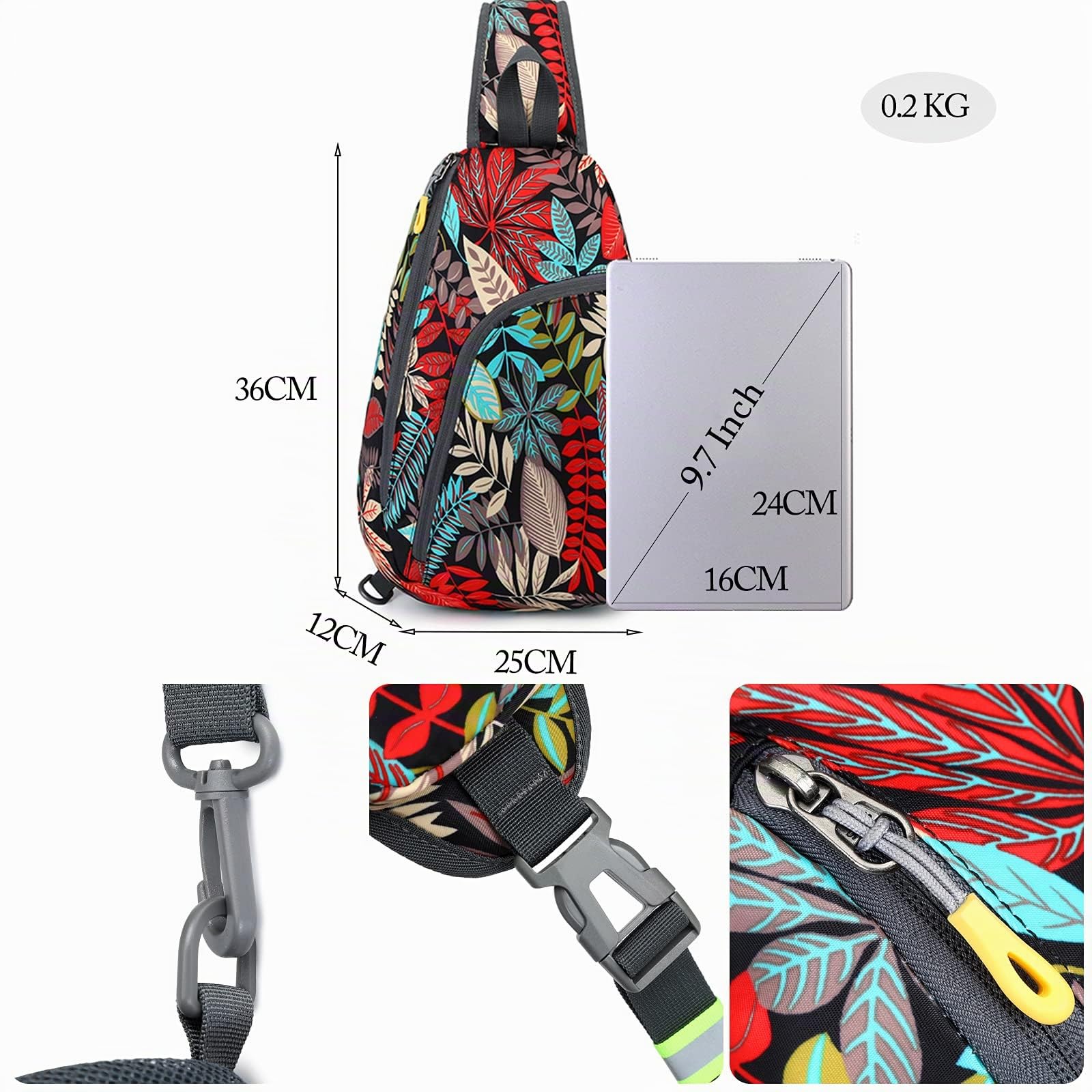 FANDARE Ultraléger Sac de Poitrine Sac à Dos Bandoulière Sacoche Homme Femme Sling Bag Sac d'Epaule pour Voyage Sport Randonnée Vélo Camping Excursion Sac Poitrine Rouge