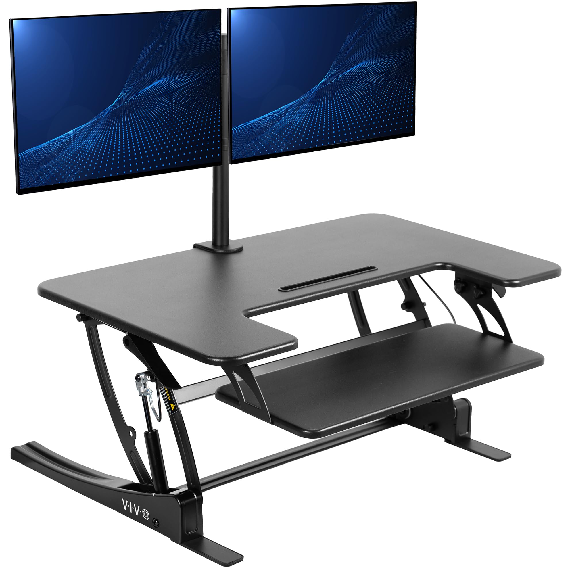 VIVO DESK-V000S Convertisseur De Bureau Debout Avec Ressort Pneumatique Support Assis Double Moniteur Et Station De Travail Pour Ordinateur Portable Noir 813 Cm VIVO DESK-V000S Convertisseur De Bureau Debout Avec Ressort Pneumatique Support Assis Double Moniteur Et Station De Travail Pour Ordinateur Portable Noir 813 Cm